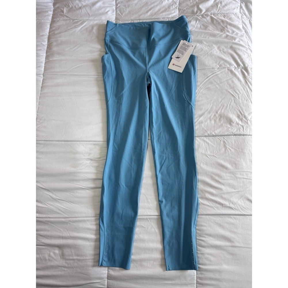 New Lululemon Size 12 Leggings Fast Free HR Tight 25" Washed Blue 40+ UV $128